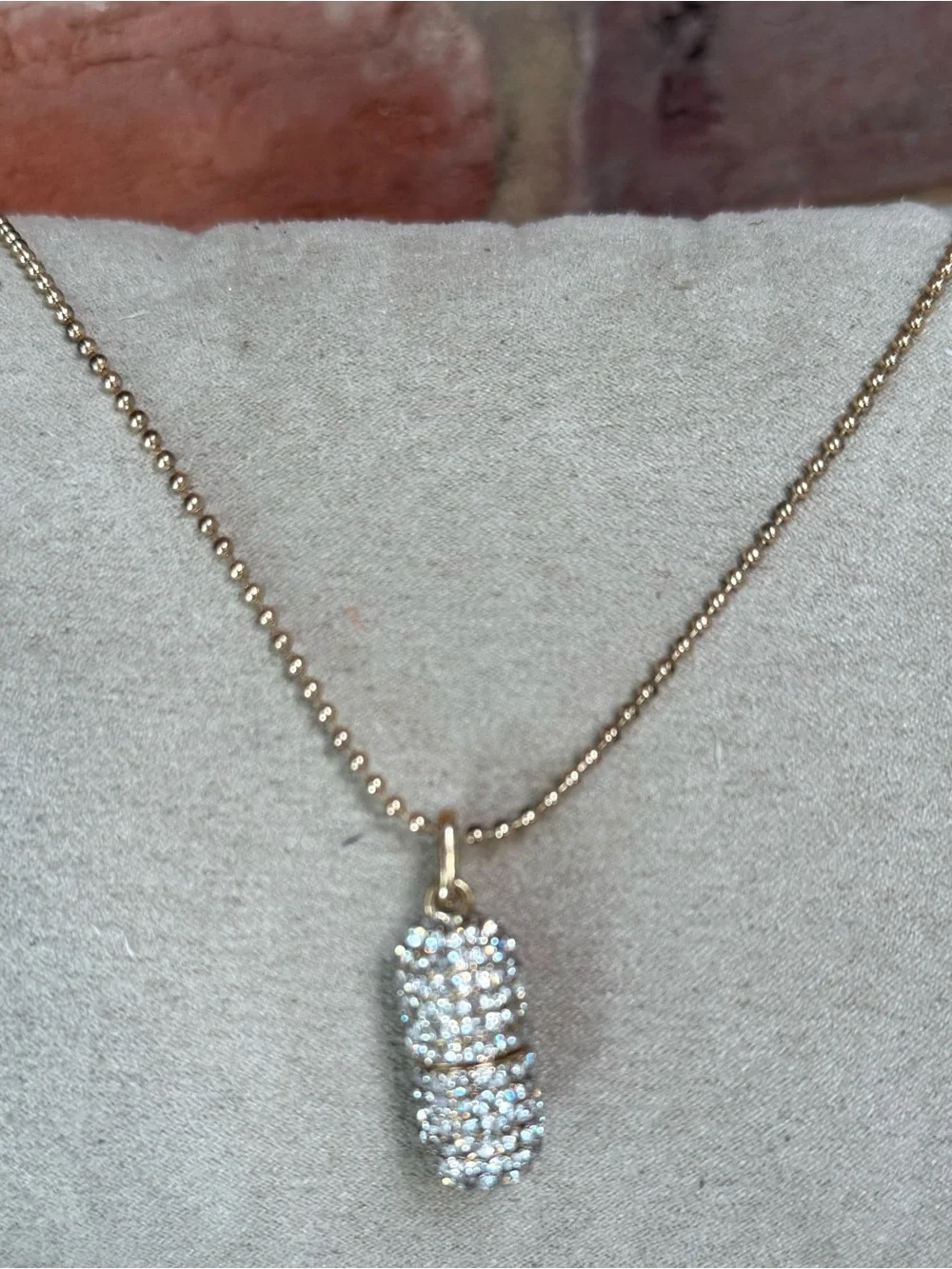 Gold Crystal Pavé Capsule Pendant Necklace